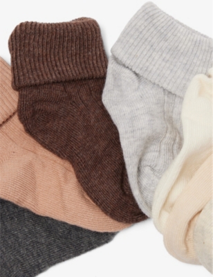 H&m Adorables White Dusty Light Rolltop Pack Of Seven Cotton-blend Socks In White Dusty Light