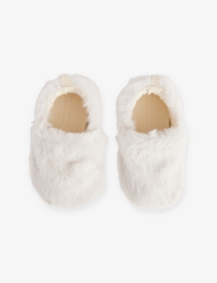 H&M ADORABLES WHITE DUSTY LIGHT KIDS' FAUX-FUR SLIPPERS 