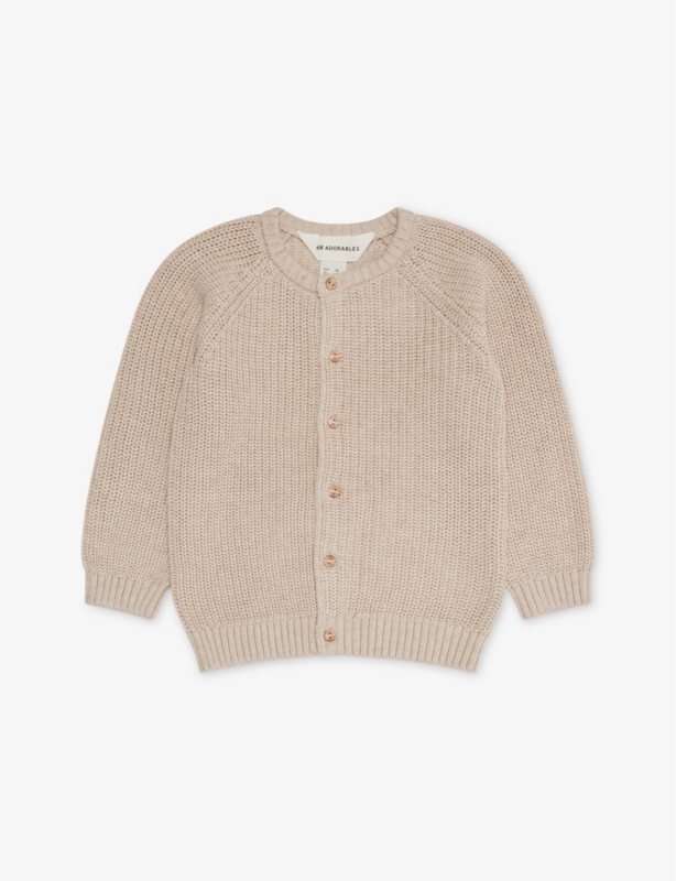 Round-neck cotton-knit cardigan 0-36 months