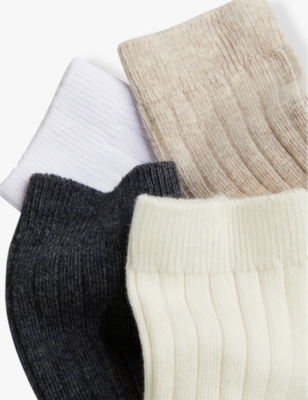 Shop H&m Adorables Kids' Basic Ribbed Pack Of Four Stretch Organic Cotton-blend Socks In Blue