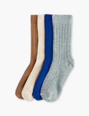 H&m Adorables Kids' Basic Trend Pack Of Four Stretch Organic Cotton-blend Socks Brown