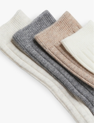 Shop H&m Adorables Kids' Basic Ribbed Pack Of Four Stretch Organic Cotton-blend Socks In Grey