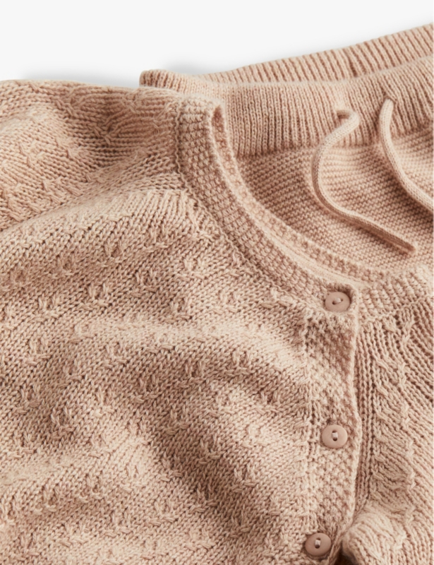 Round-neck Drawstring-Waistband Two-Piece Cashmere-Blend Set 0-6 months