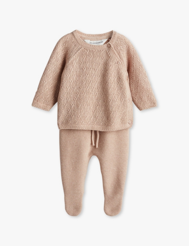Round-neck Drawstring-Waistband Two-Piece Cashmere-Blend Set 0-6 months