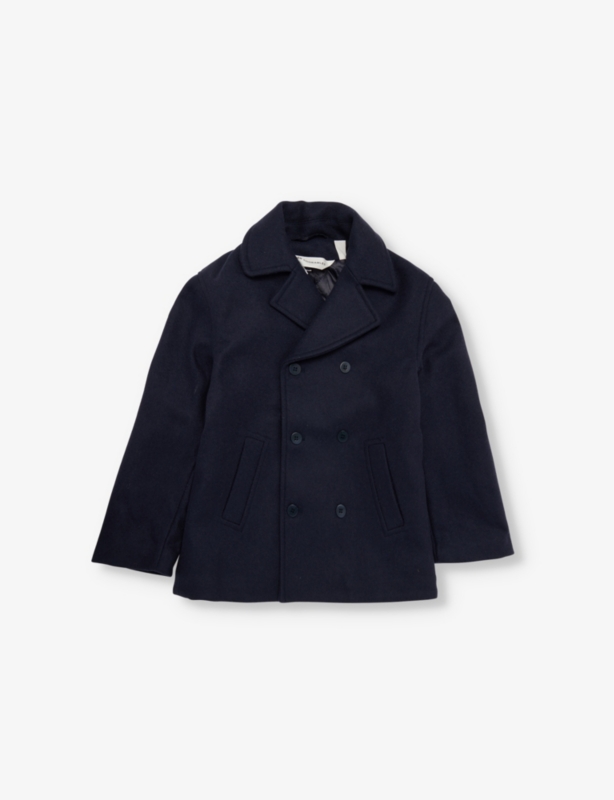 Peacoat double-breasted wool-blend felt coat 2-10 years