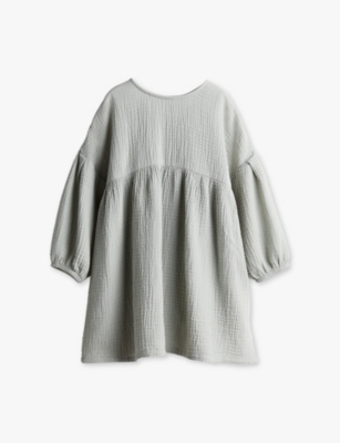 H&m Adorables Kids' Textured Relaxed-fit Cotton Dress 2-10 Y In Grey