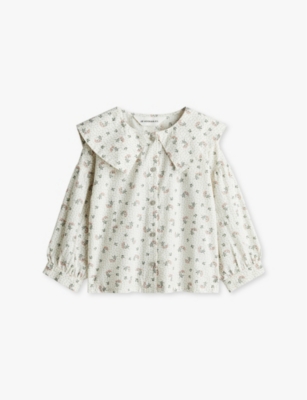 H&m Adorables Kids' Jolly Floral-print Organic-cotton Blouse 2-10 Y In White