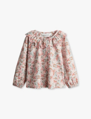 H&m Adorables Kids' Pink Iben Floral-print Organic-cotton Poplin Blouse 2-10 Y