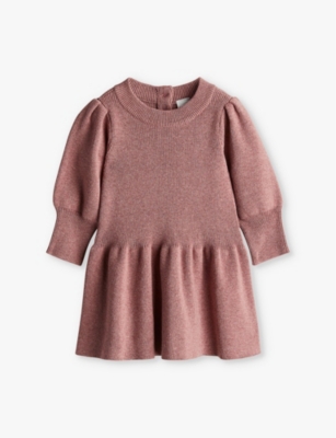 H&m Adorables Kids' Jasmine Balloon-sleeve Organic-cotton Knitted Dress 4 Months - 3 Year In Pink