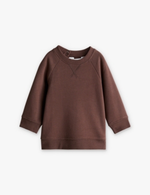 H&m Adorables Babies' Neville Crewneck Organic-cotton Sweatshirt 4 Months - 3 Year In Mole