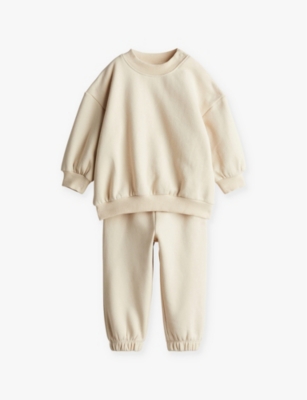 H&m Adorables Kids' Namjoon Relaxed-fit Two-piece Organic-cotton Set 4 Months - 3 Year In Beige