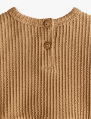 Round-Neck Long-Sleeve Stretch-Cotton Dress 4 Months 3 Years