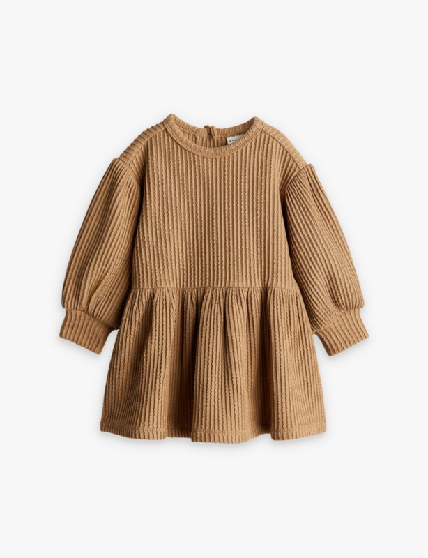 Round-Neck Long-Sleeve Stretch-Cotton Dress 4 Months 3 Years