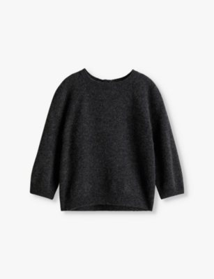 H&m Adorables Kids' Round-neck Long-sleeve Cashmere Jumper 6 Months-3 Year In Grey