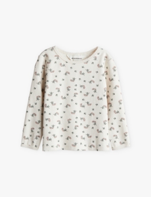 H&m Adorables Kids' White Ribbed Floral-print Cotton-jersey T-shirt 2-10 Y