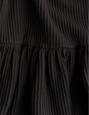 H&m Adorables Textured Balloon-sleeve Cotton-jersey Dress 2-10 Y In Black
