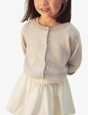 Round-neck brushed cashmere knitted cardigan 2-10 years