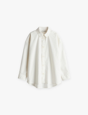 H&m Adorables Dropped-shoulder Turn-down Collar Cotton Shirt 2-10 Y In White