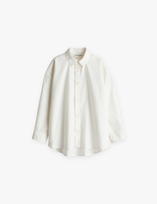 H&m Adorables Kids' Dropped-shoulder Turn-down Collar Cotton Shirt 2-10 Y In White