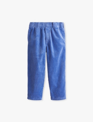 H&m Adorables Kids' Corduroy-texture Elasticated-waistband Organic-cotton Trousers 2-10 Y In Blue