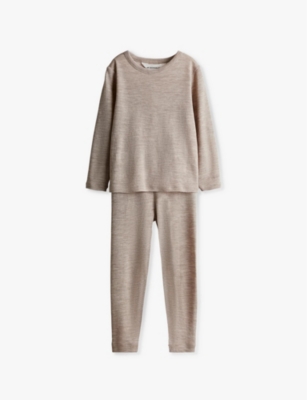 H&m Adorables Kids' Two-piece Wool Base-layer Set 2-10 Y In Mole