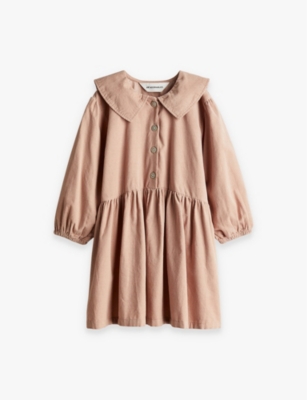 H&m Adorables Kids' Beige Sailor-collar Long-sleeve Organic-cotton Dress 2-10 Y