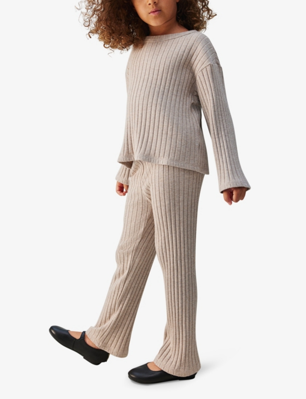 Round-neck adjustable-waist two-piece stretch organic-cotton set 2-10 years
