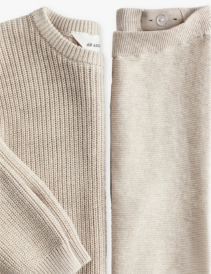 H&m Adorables Round-neck Adjustable-waist Two-piece Organic-cotton Set 2-10 Y In Mole