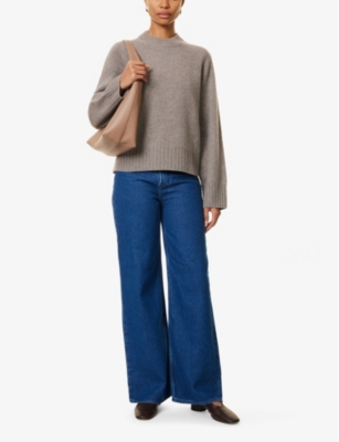 Reformation Womens Calloway Round-neck Wool Jumper Dormouse In Dormouse