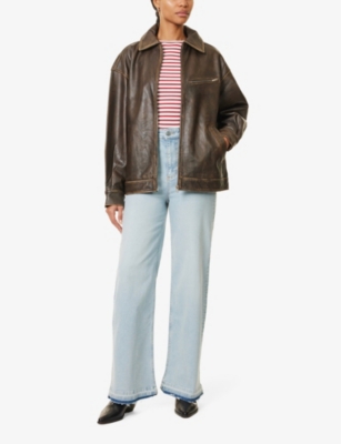 REFORMATION: Veda Marco welt-pockets relaxed-fit leather jacket