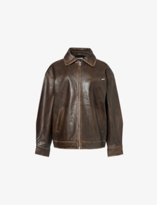REFORMATION: Veda Marco welt-pockets relaxed-fit leather jacket