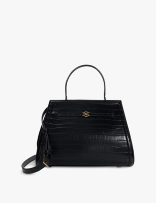 DUNE Dante large crocodile embossed faux leather top handle bag Selfridges
