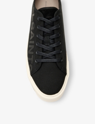 Shop Allsaints Mens Black Biggy Low-top Canvas Trainers Eur 45 / 11 Uk