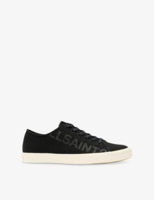 Shop Allsaints Mens Black Biggy Low-top Canvas Trainers Eur 45 / 11 Uk