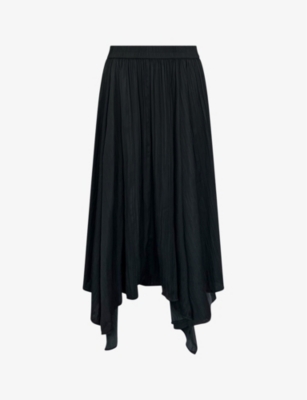 Ro&zo Womens Black Asymmetric-hem Plisse Maxi Skirt In Black