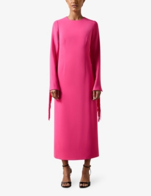 Ro&zo Womens Pink Francesca Fringe-detail Woven Midi Dress In Pink