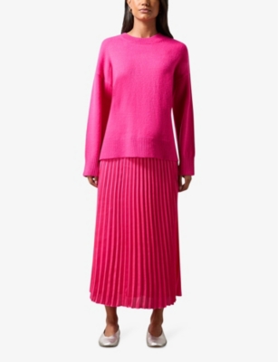 Ro&zo Womens Pleated Satin Midi Skirt Pink In Pink