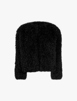 Ro&zo Womens Issy Cropped Faux-fur Jacket Black