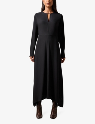 Ro&zo Womens Keyhole-front Crepe Midi Dress Black In Black