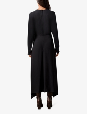 Keyhole-front crepe midi dress