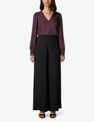 RO&ZO: V-neck blouson-sleeve stretch-jersey bodysuit