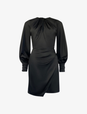 Ro&zo Womens Nadia Twist-neck Satin Mini Dress Black In Black