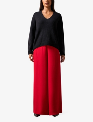 Ro&zo Womens Wide-leg Crepe Trousers Red In Red