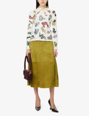 Bottega Veneta Womens Ecru Multicolor Graphic-print High-neck Knitted Top In Ecru Multicolor