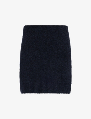 Bottega Veneta Mini Skirt In Cotton Blend With Front Pockets In Navy