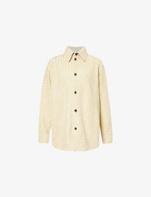 BOTTEGA VENETA: IIntrecciato long-sleeves leather overshirt