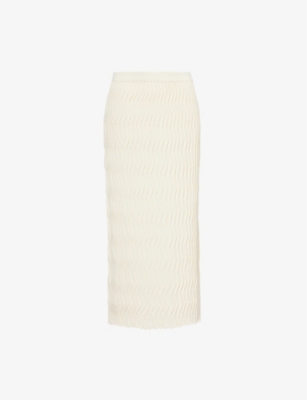 Bottega Veneta Ribbed Wool Midi Skirt In String