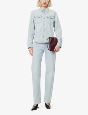 BOTTEGA VENETA WOMENS LIGHT BLUE EXTRA BLEACHED DENIM JACKET