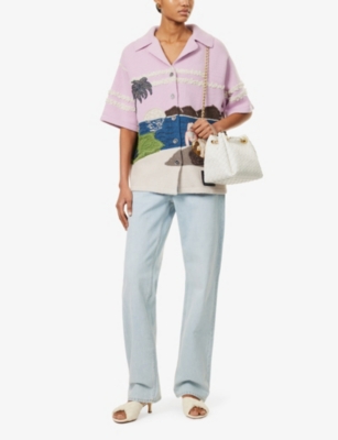 Bottega Veneta Womens Light Blue Boyfriend Suede-patch Straight-leg Mid-rise Denim Jeans In Light Blue