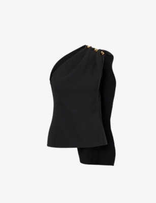 Bottega Veneta One-shoulder Drape Top In Black